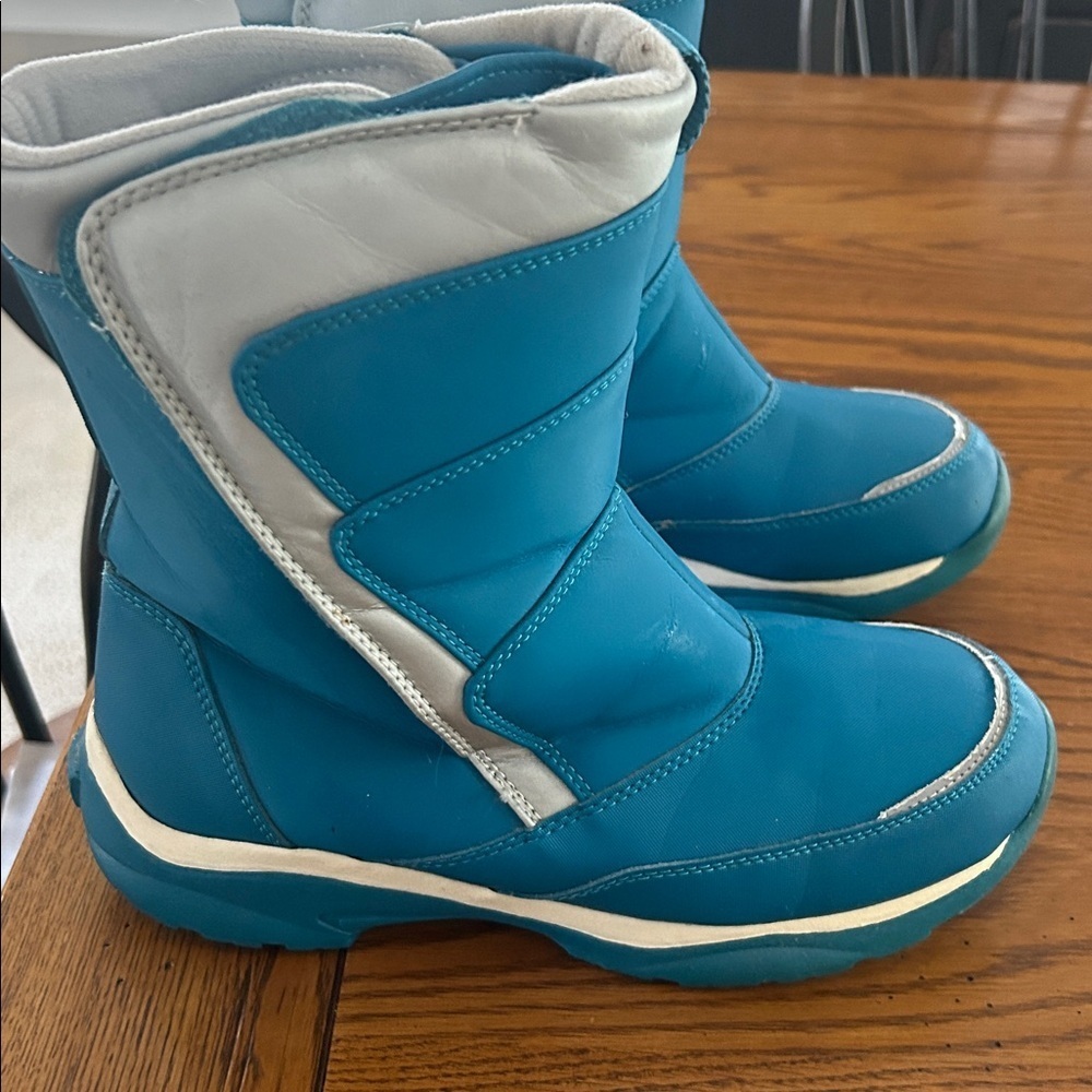 Blue and White Winter Boots